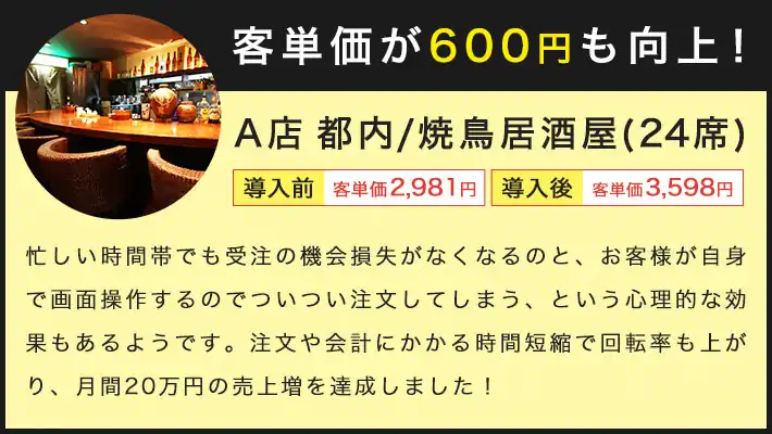 セルフオーダー導入で居酒屋の客単価UP