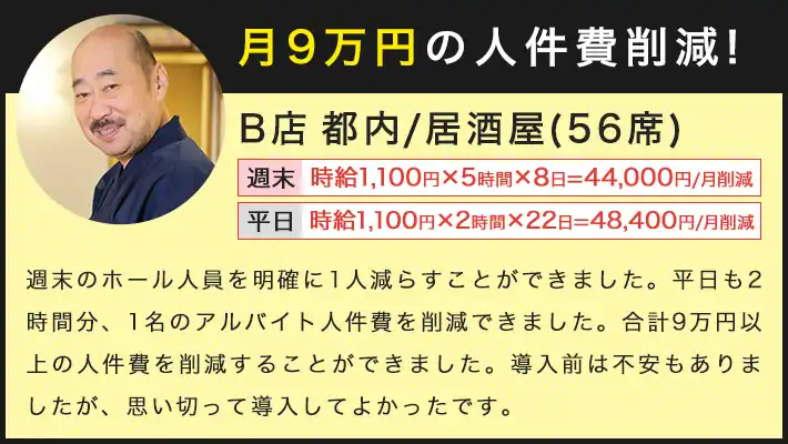 タブレット導入で飲食店の人件費削減